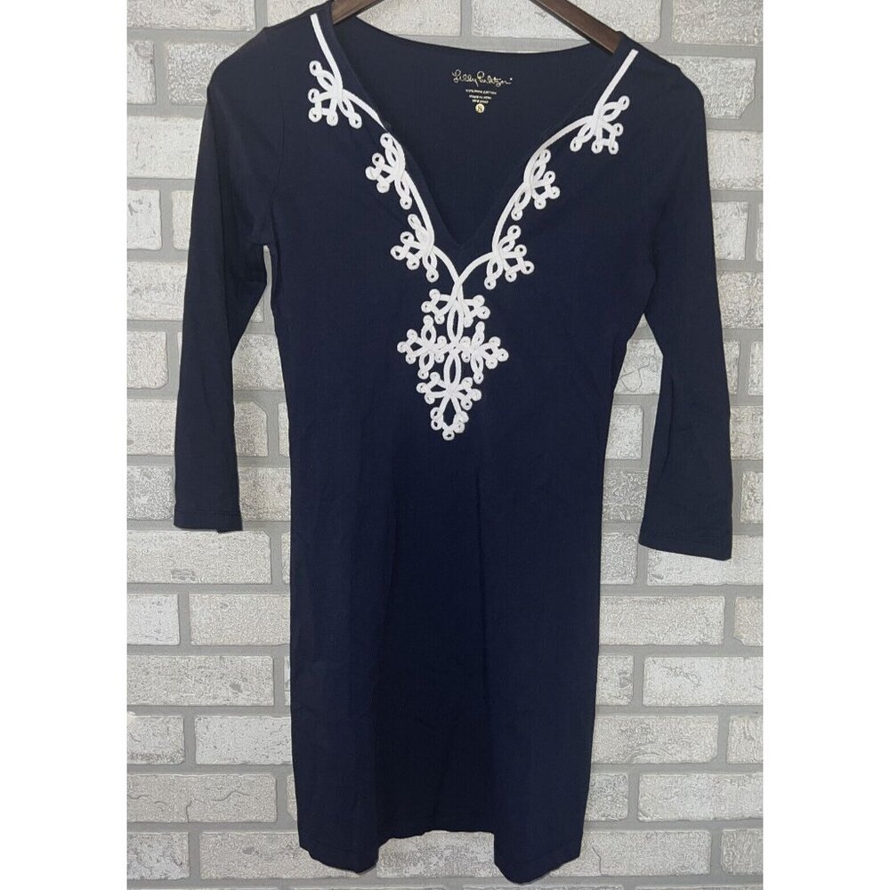 Lilly Pulitzer Pima Cotton Marina dress womens Small navy knit
